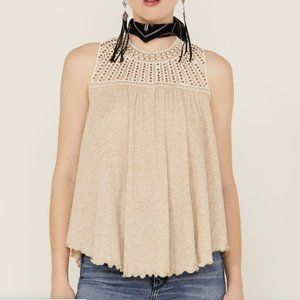 🌼 Wild Moss women's crochet studded yoke flowy tank top 🌼